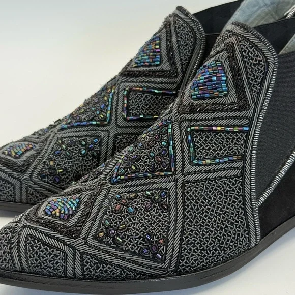 Meher Kakalia Embellished Beaded Black Suede Ankle Boots Size 37 - Picture 9 of 16